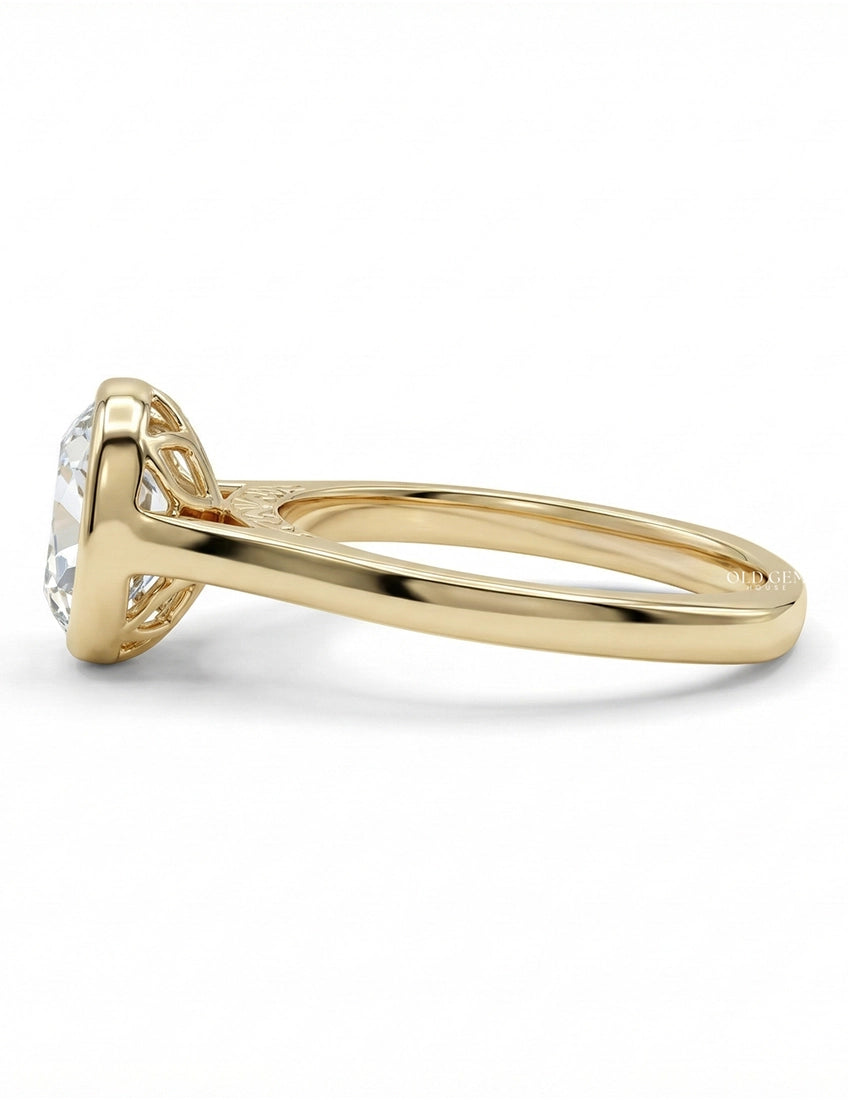 Georgian Bezel Set Old Mine Cushion Diamond Solitaire Ring Engagement Ring