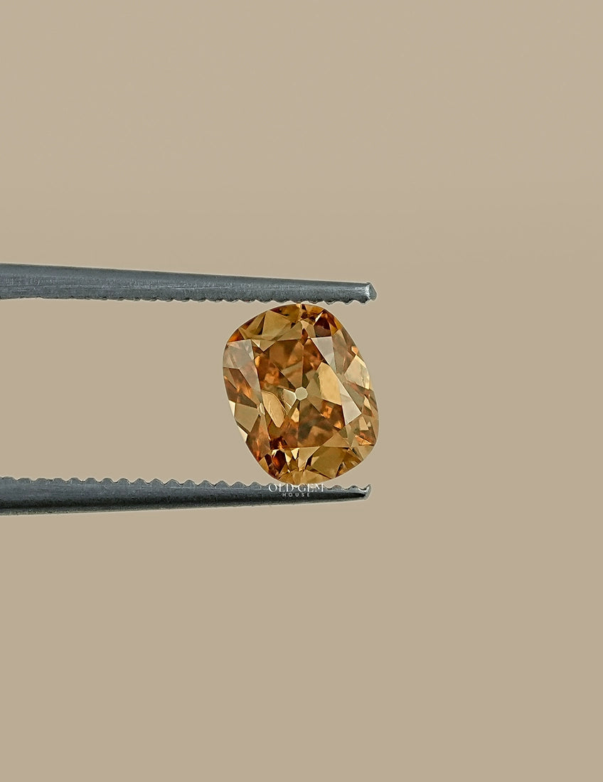 1 Carat Old Mine Cushion Cut Champagne Diamond Lab Grown Diamond