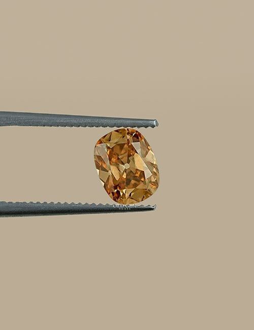 1 Carat Old Mine Cushion Cut Champagne Diamond