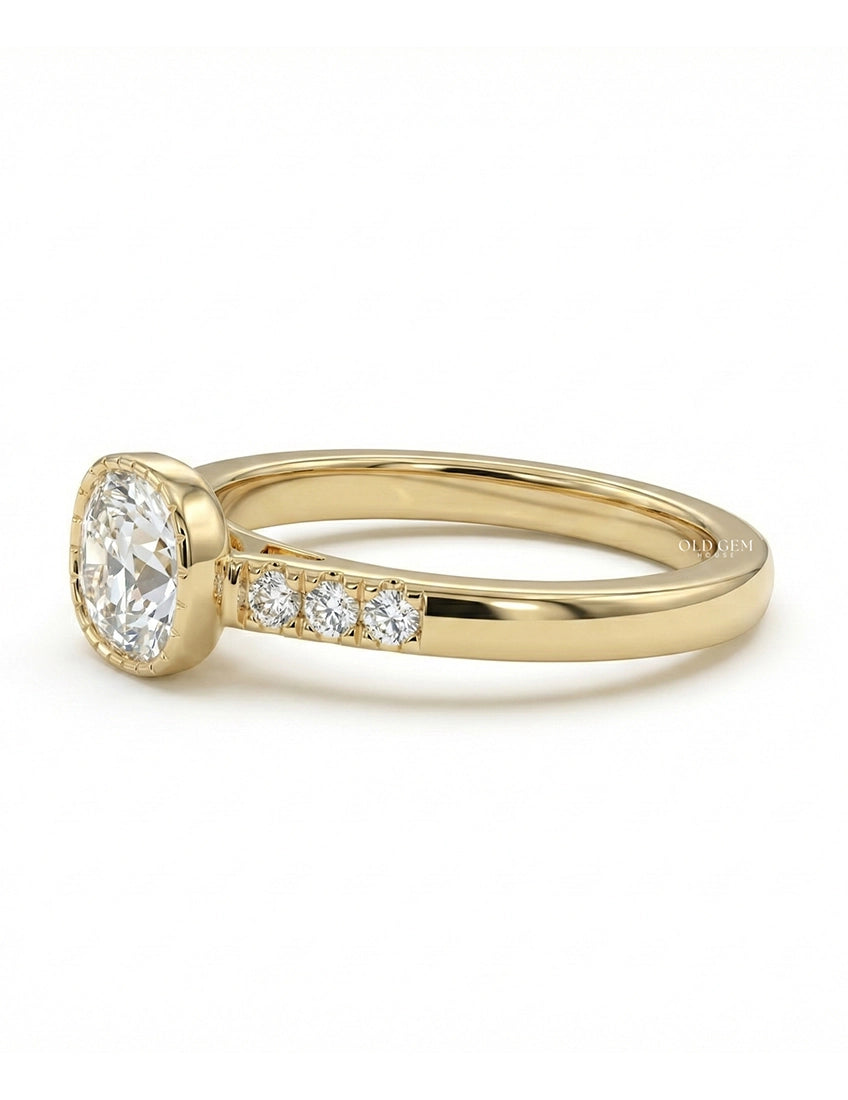 Georgian Old Mine Cushion Cut Accent Ring Engagement Ring