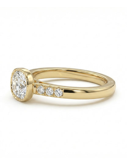 Georgian Old Mine Cushion Cut Accent Ring Engagement Ring