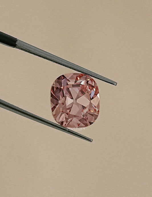 Fancy Vivid Pink Old Mine Cushion Cut Loose Diamond Lab Grown Diamond