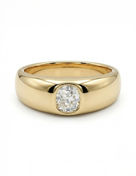 Old Mine Cushion Cut Flush Set Band Georgian Era Wedding Band