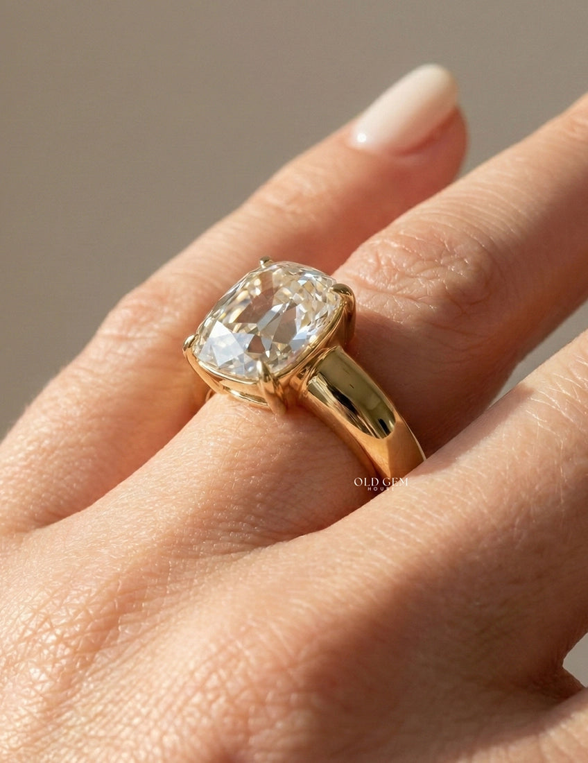 Old Mine Cut Thick Band Ring Men's Jewelry