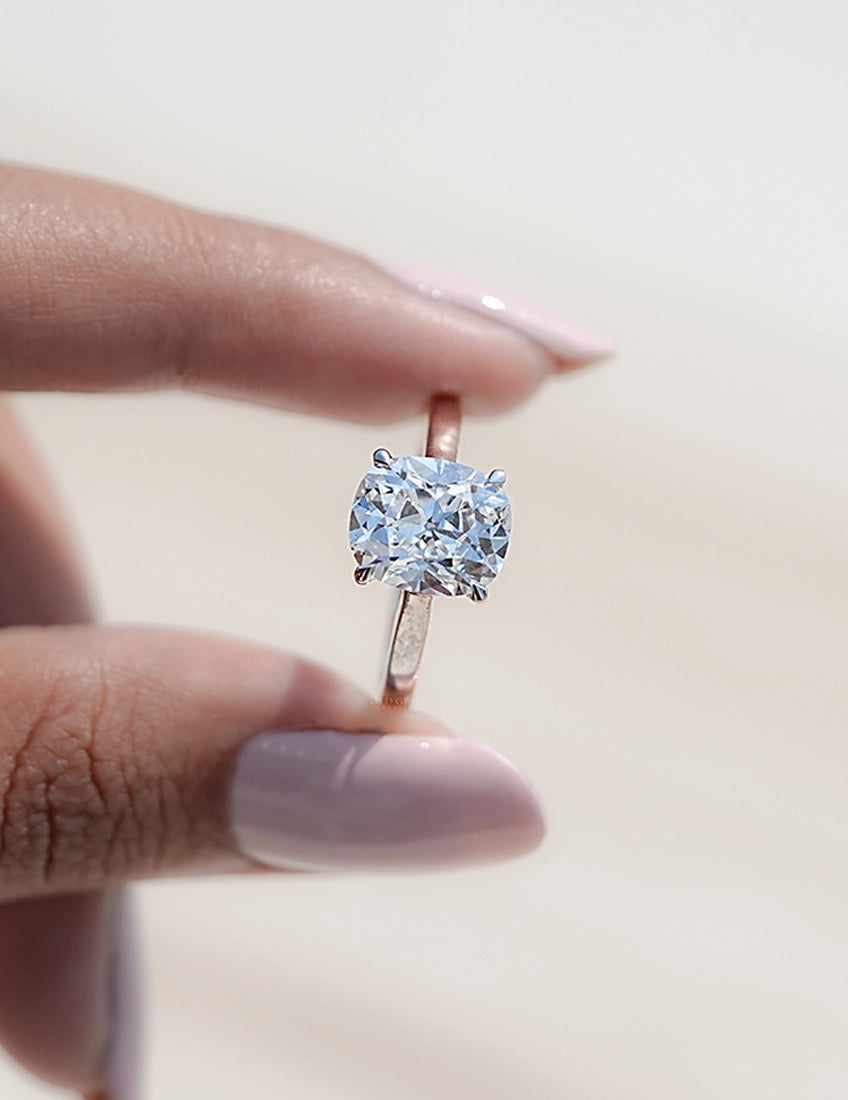 Mid Century Old Mine Cushion Lab Diamond Engagement Ring Engagement Ring