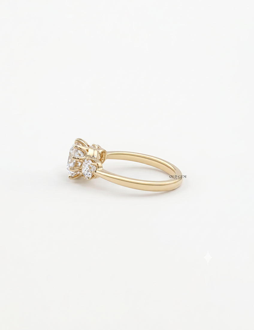 Mid Century Old Mine Cut Trilogy Engagement Ring Engagement Ring