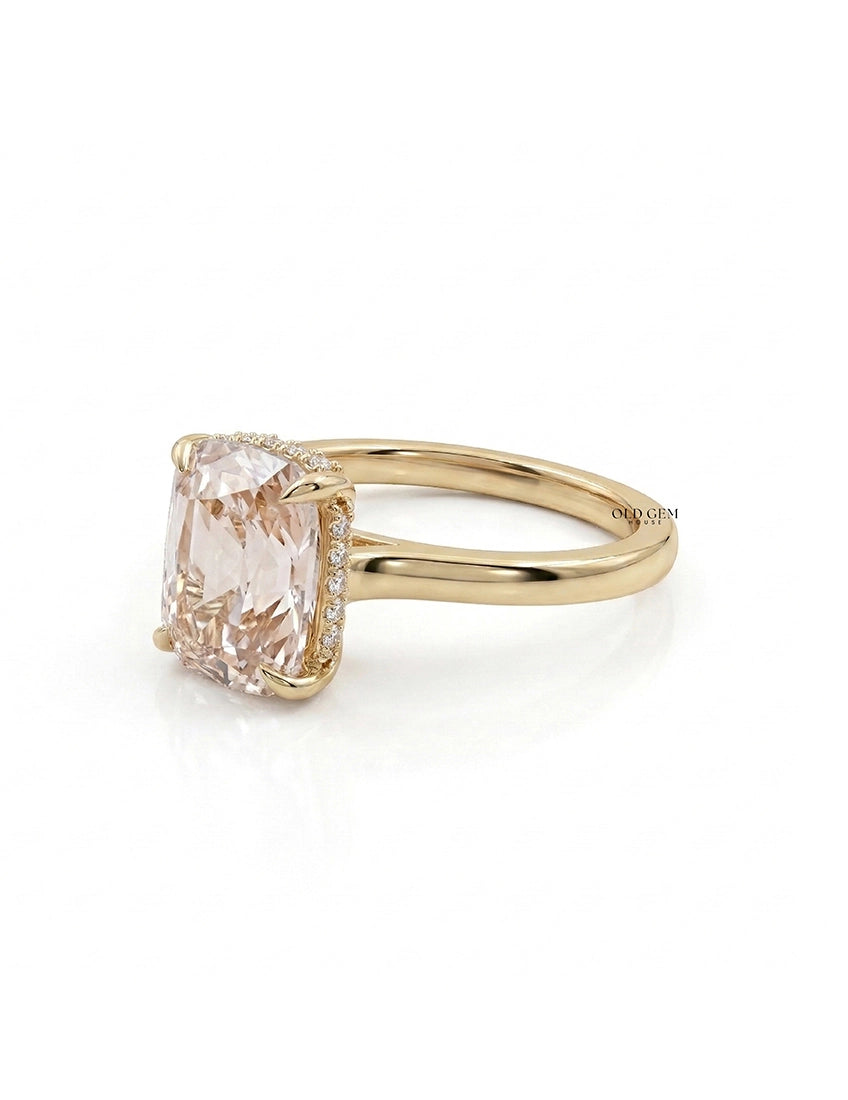 Georgian Old Mine Cushion Cut Hidden Halo Engagement Ring Engagement Ring