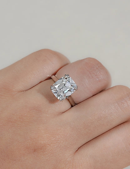 Mid Century Old Mine Cushion Lab Diamond Solitaire Ring Engagement Ring