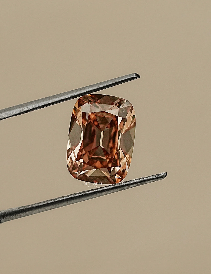 Old Mine Cushion Cut Loose Diamond - Champagne Lab Grown Diamond