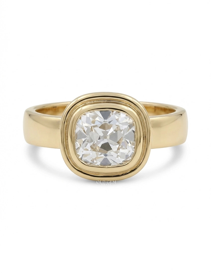Georgian Old Mine Cushion Cut Bezel Set Engagement Ring Engagement Ring