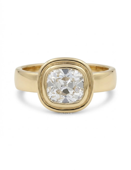 Georgian Old Mine Cushion Cut Bezel Set Engagement Ring Engagement Ring