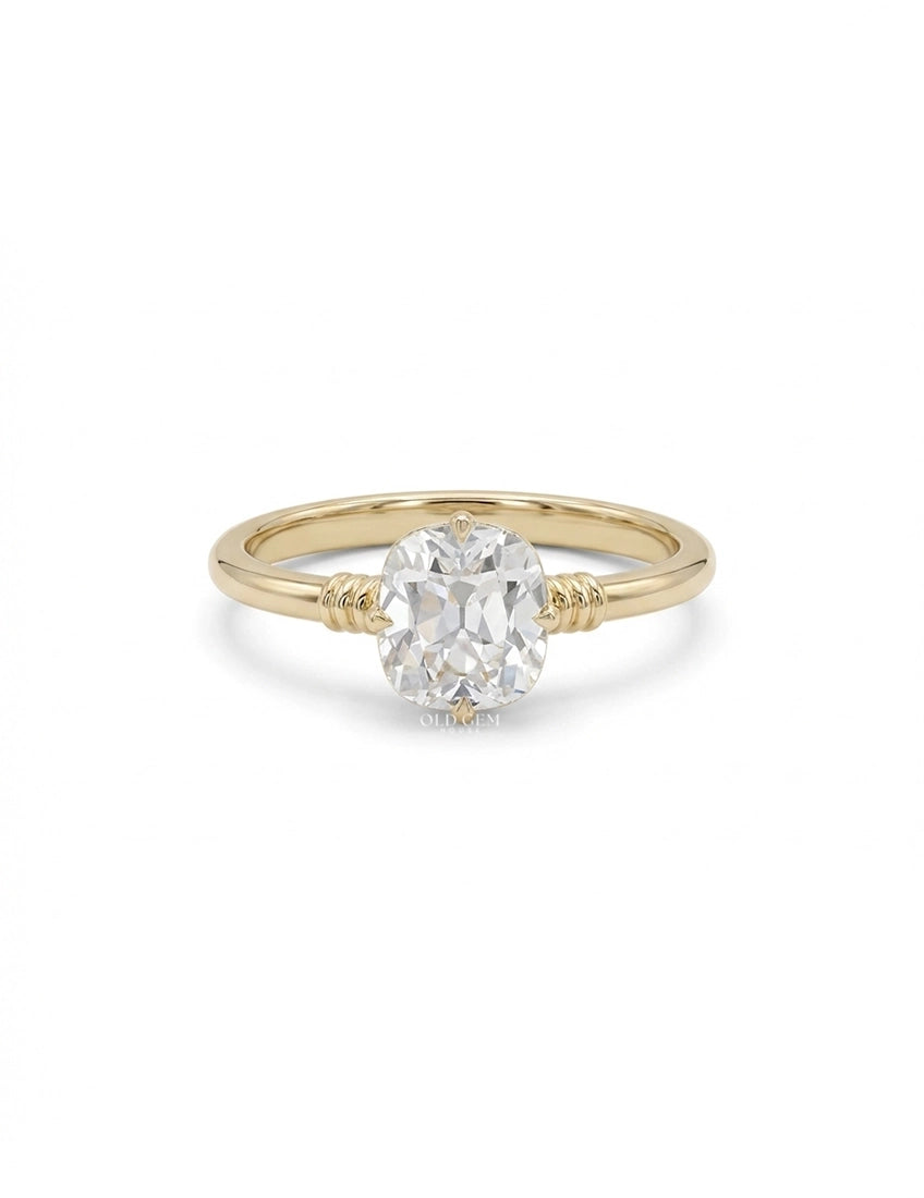 Old Mine Cushion Lab Diamond Solitaire Ring