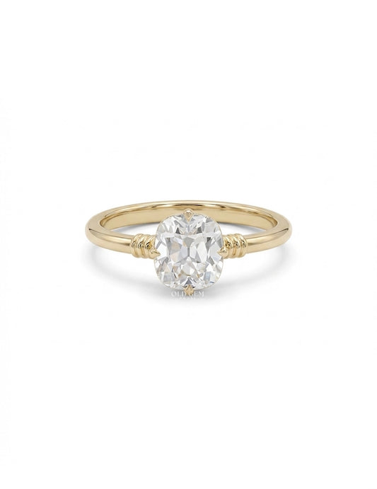 Old Mine Cushion Lab Diamond Solitaire Ring