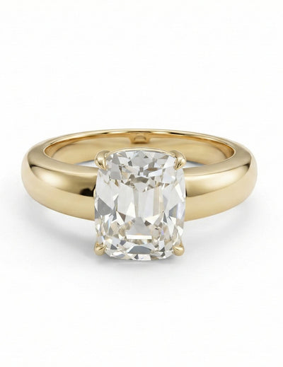 Georgian Old Mine Cushion Thick Band Ring