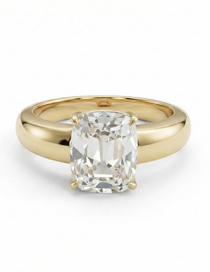 Georgian Old Mine Cushion Thick Band Ring Engagement Ring