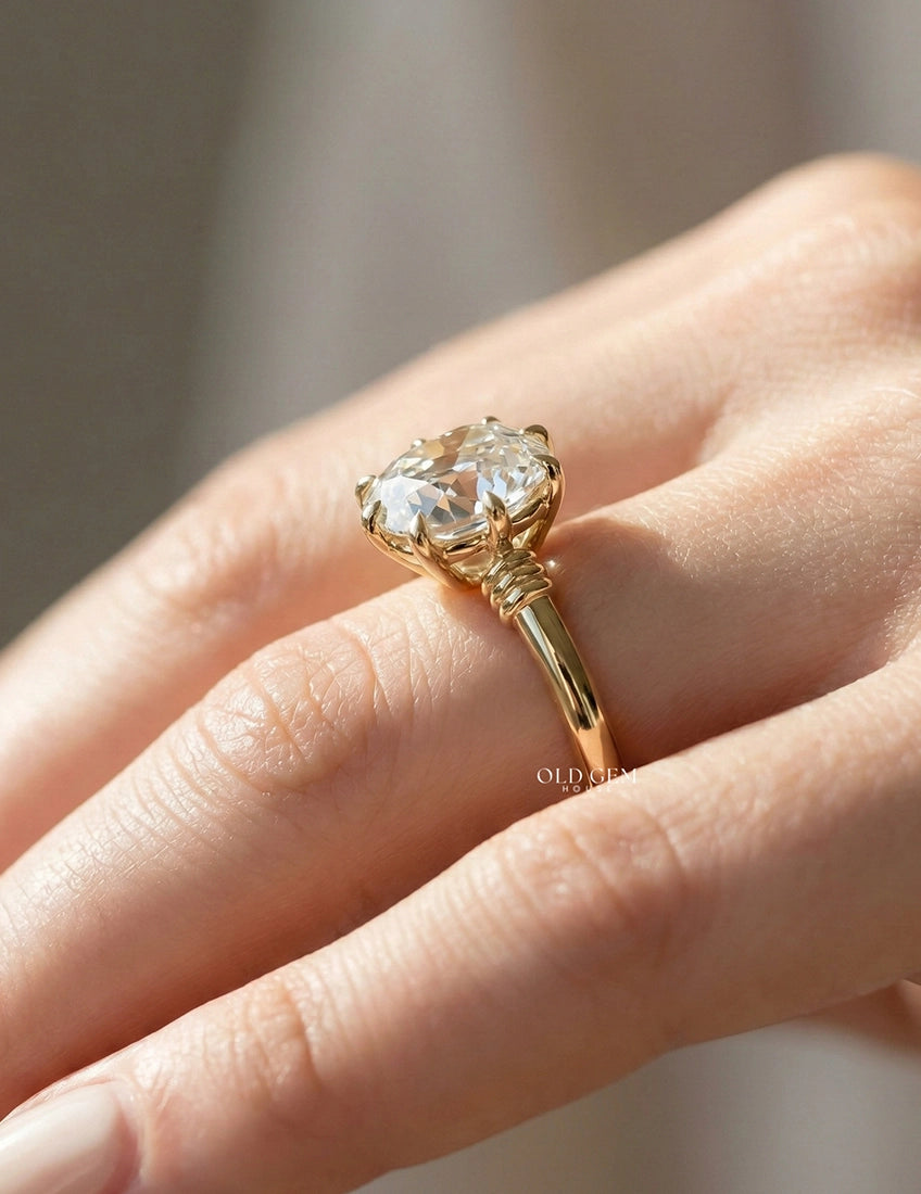 Old Mine Cushion Lab Diamond Solitaire Ring