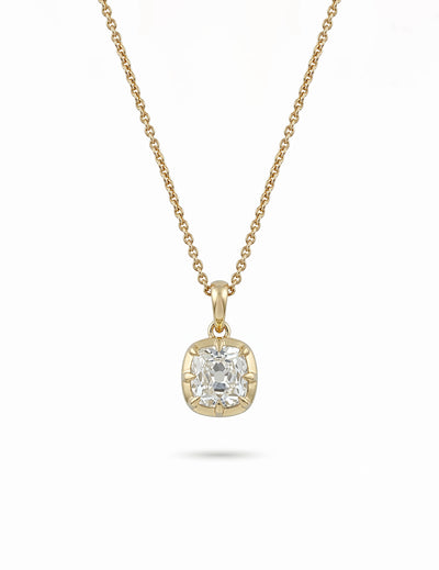 Square Old Mine Cushion Lab Diamond Solitaire Pendant