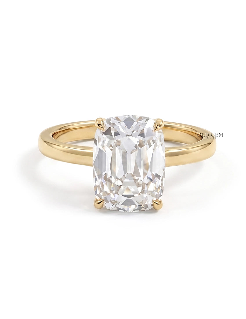 Georgian Old Mine Cushion Lab Diamond Solitaire Ring