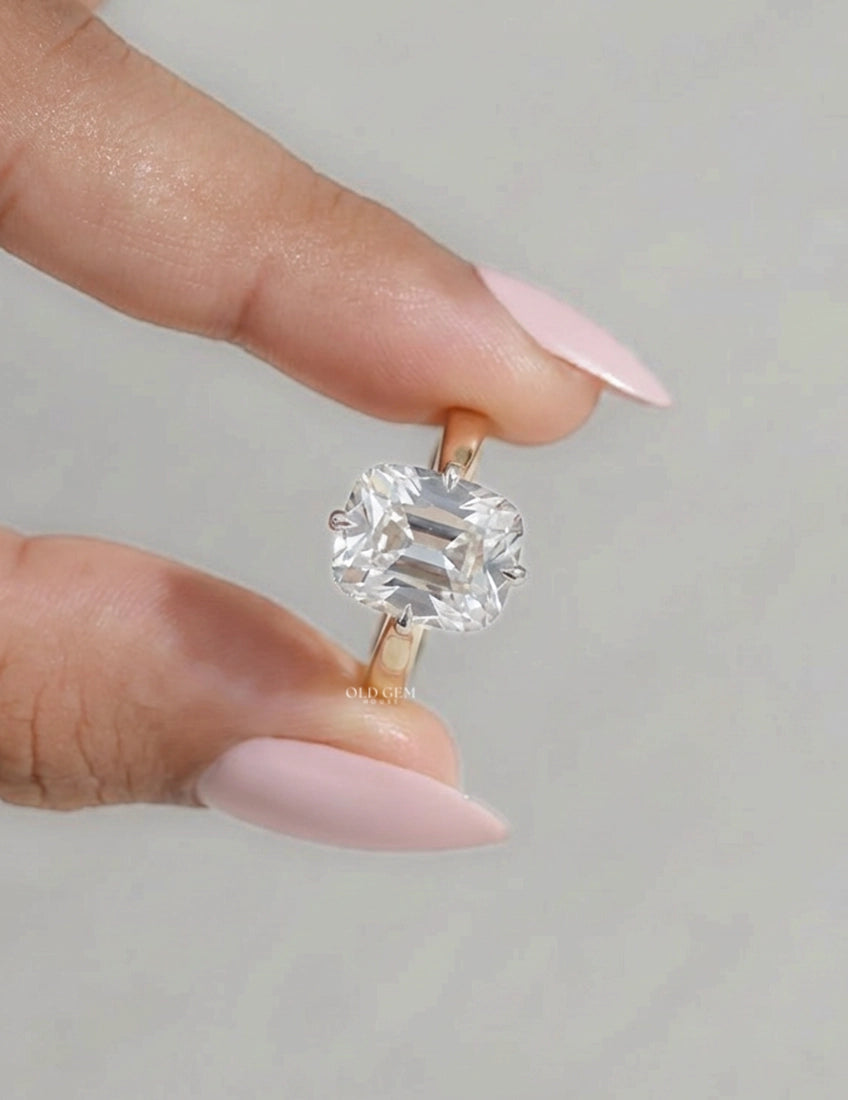 Old Mine Cushion Cut Solitaire Ring Georgian Era Engagement Ring