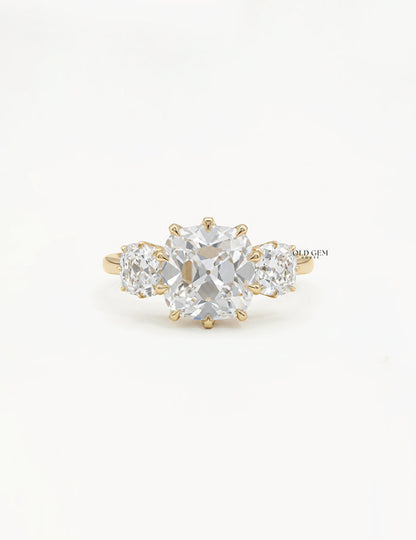 Mid Century Old Mine Cut Trilogy Engagement Ring Engagement Ring