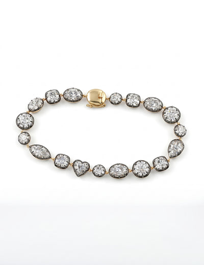 Multi Shape Old Mine Cut Diamond Tennis Bracelet