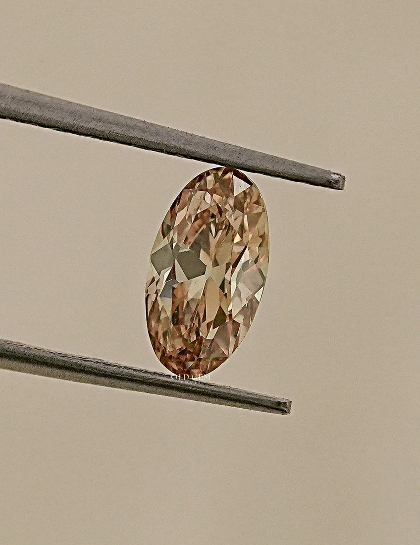 Old Mine Moval Cut Champagne Diamond Lab Grown Diamond