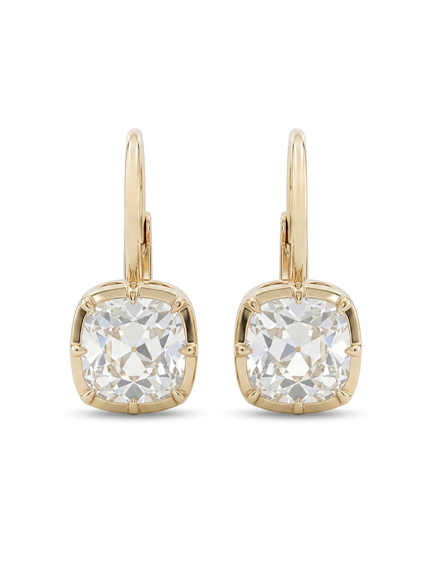 Old Mine Cut Bezel Set Dangle Earrings Earrings