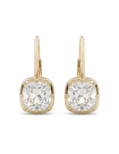 Old Mine Cut Bezel Set Dangle Earrings