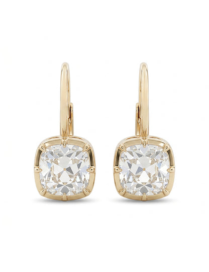 Old Mine Cut Bezel Set Dangle Earrings Earrings