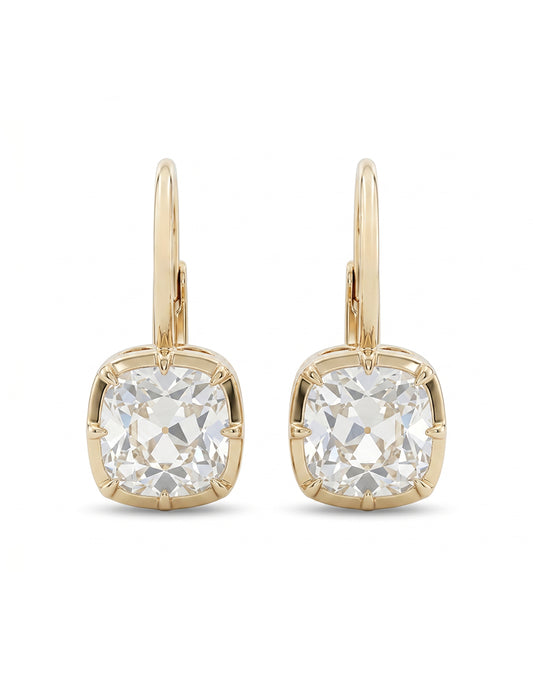 Old Mine Cut Bezel Set Dangle Earrings Earrings