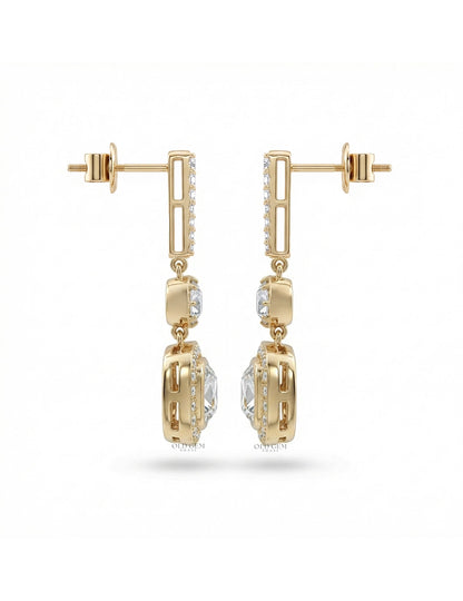 Old Mine Cut Diamond Dangle Drop Earrings Earrings