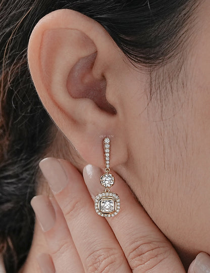 Old Mine Cut Diamond Dangle Drop Earrings Earrings