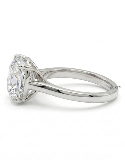 Mid Century Old Mine Cushion Lab Diamond Engagement Ring Engagement Ring