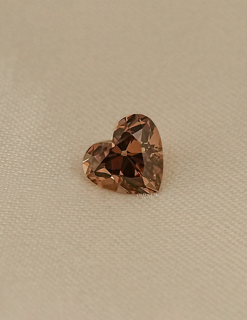 Champagne Old Mine Cut Heart Shape Loose Diamond Lab Grown Diamond
