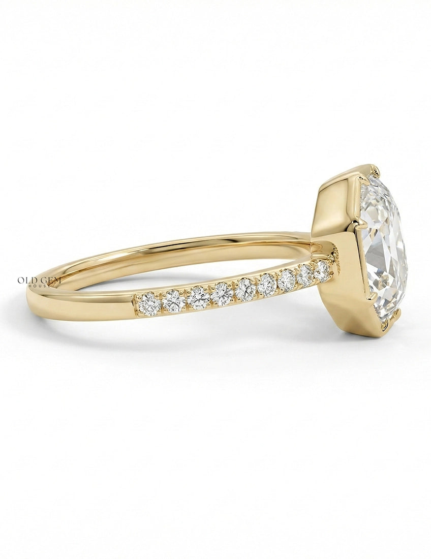 Old Mine Hexagon Diamond Engagement Ring Engagement Ring