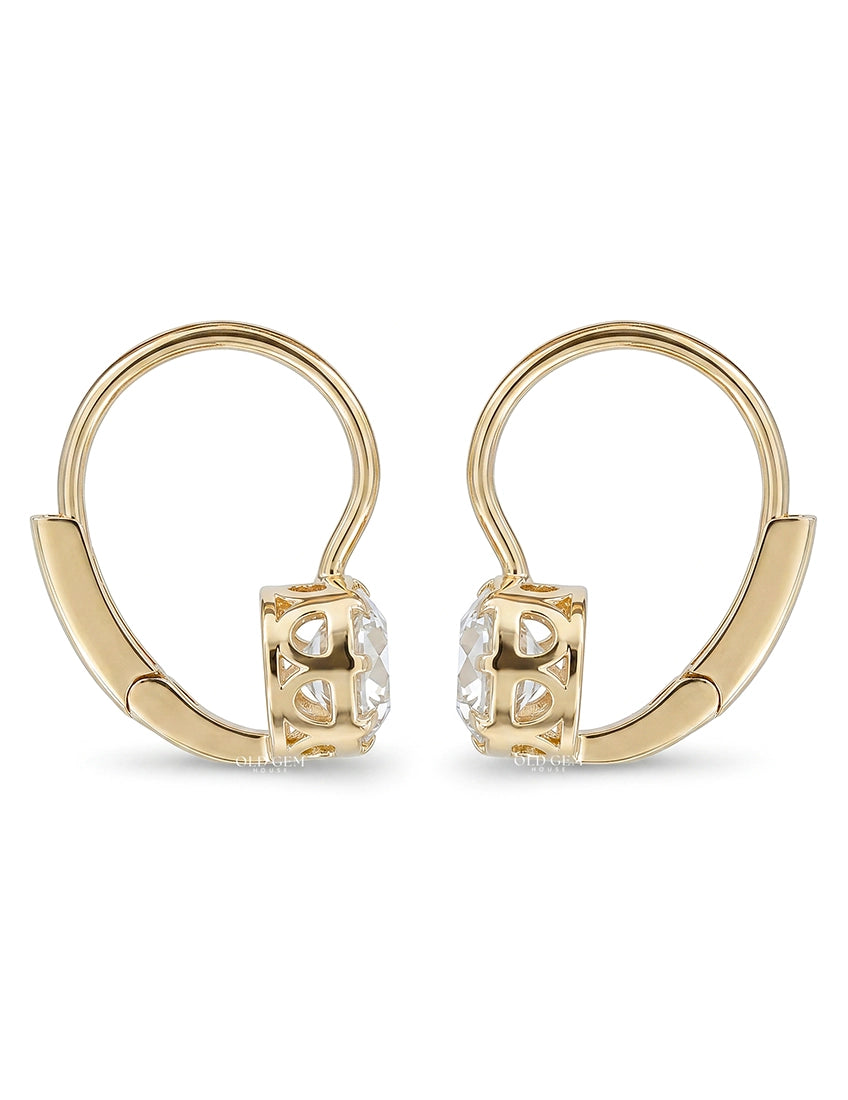 Old Mine Cushion Cut Huggie Hoop Drop Earrings Earrings