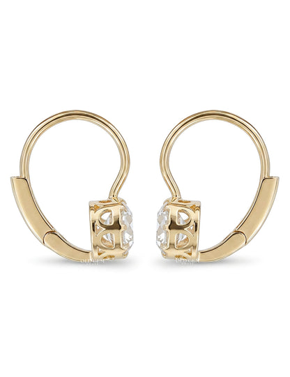 Old Mine Cushion Cut Huggie Hoop Drop Earrings Earrings