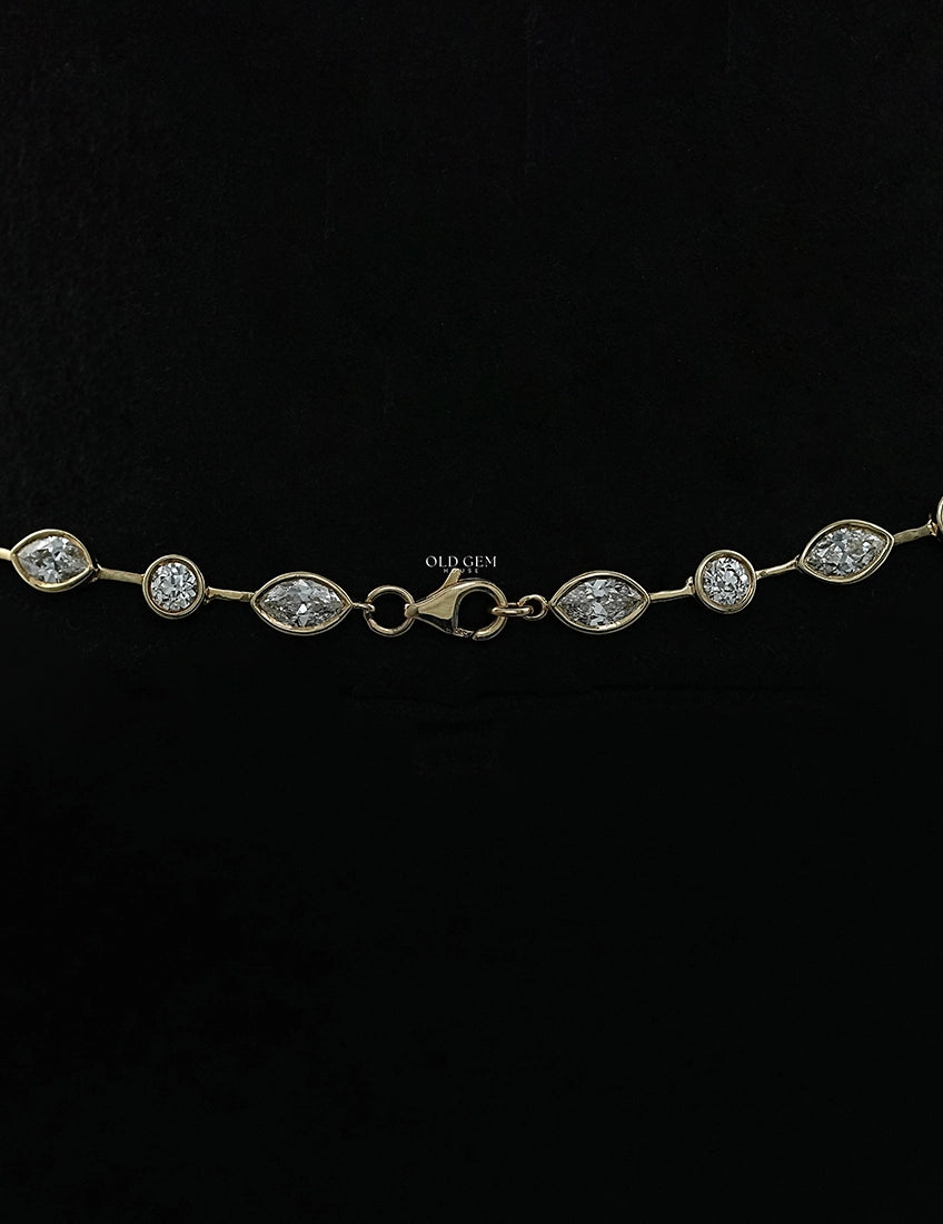 Bezel Set Old Cut Lab Grown Diamond Necklace Necklaces