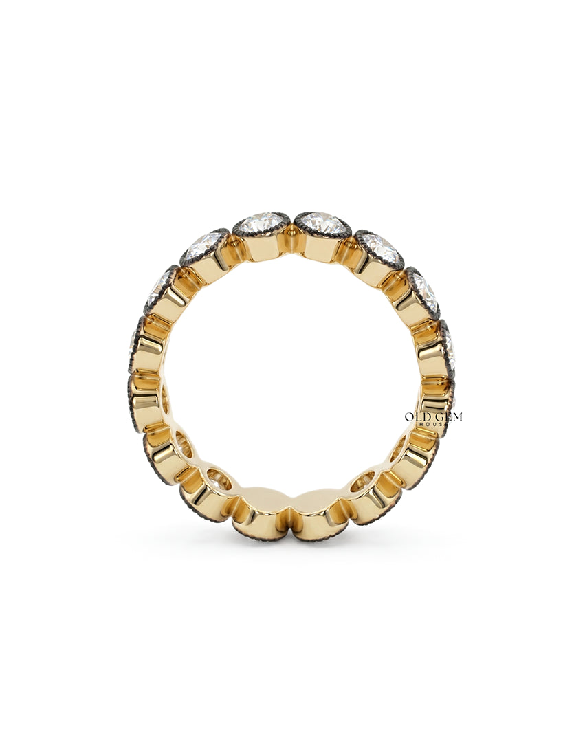 Georgian Style Old Mine Oval Diamond Eternity Band Wedding Band