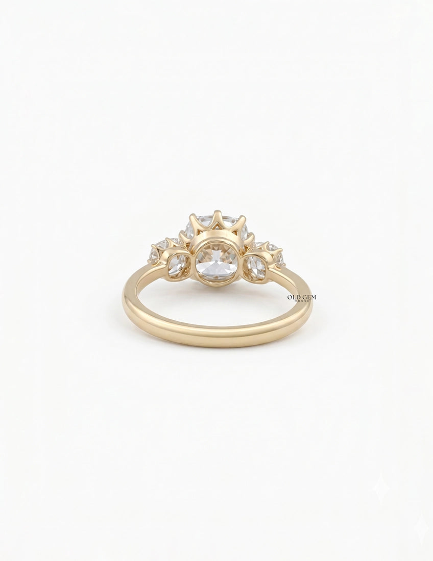 Mid Century Old Mine Cut Trilogy Engagement Ring Engagement Ring