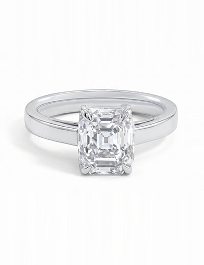 Mid Century Old Mine Emerald Cut Solitaire Ring