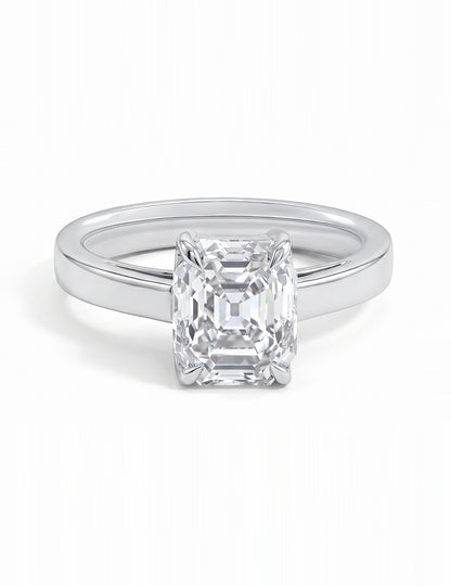 Mid Century Old Mine Emerald Cut Solitaire Ring Engagement Ring