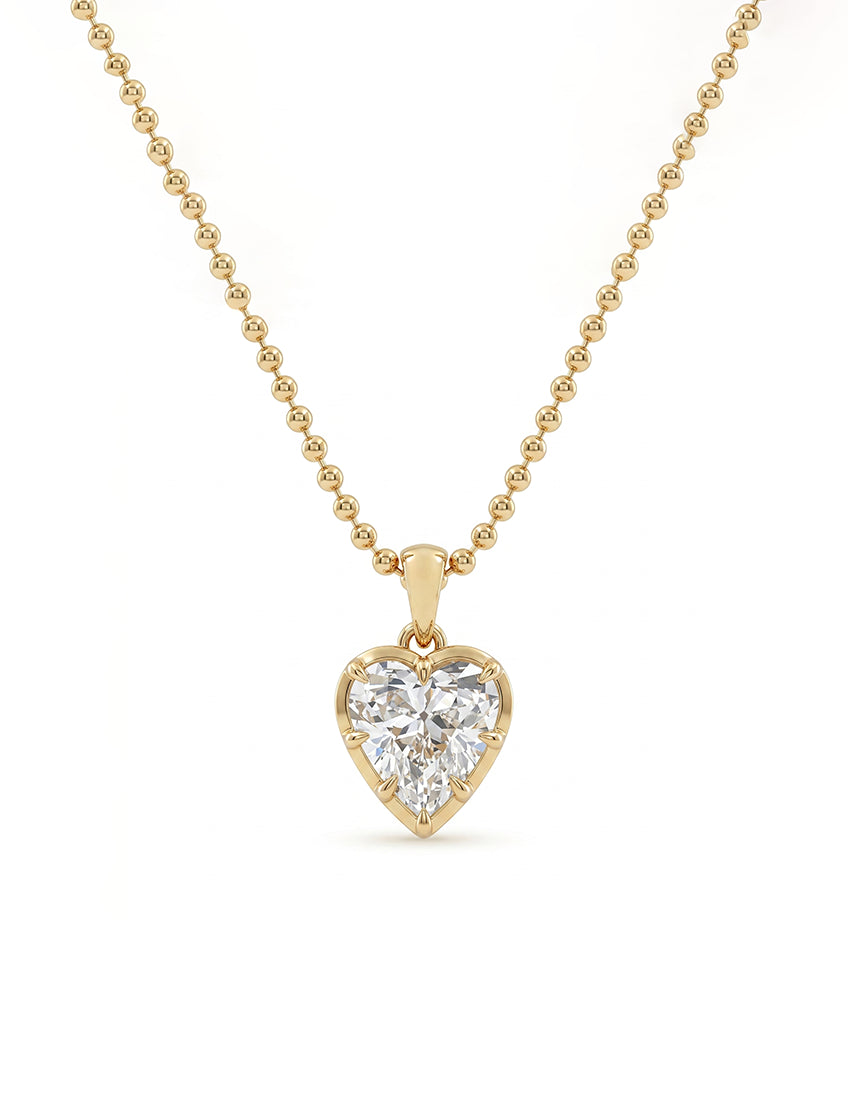 Old Mine Heart Bezel Setting Pendant Necklaces