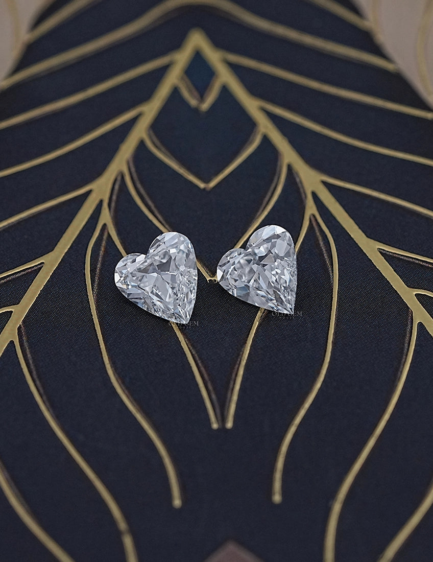 Old Mine Heart Shaped Loose Diamonds Pair Lab Grown Diamond
