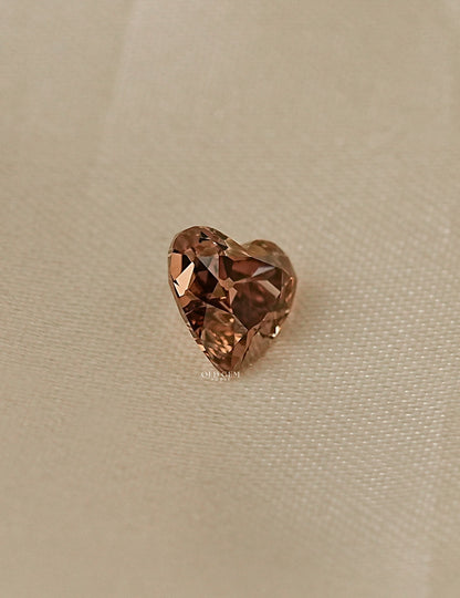 Champagne Old Mine Cut Heart Shape Loose Diamond Lab Grown Diamond