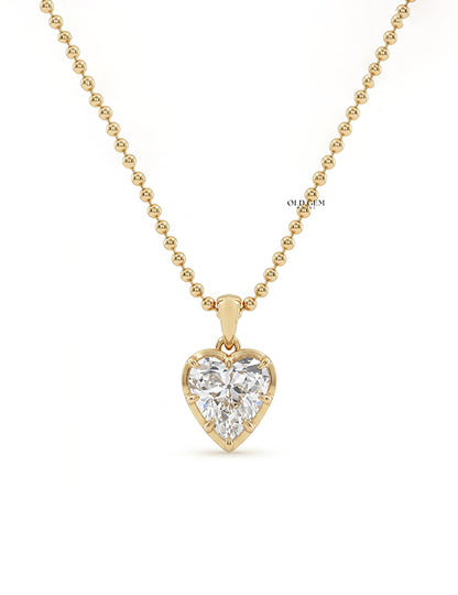 Old Mine Heart Bezel Setting Pendant Necklaces