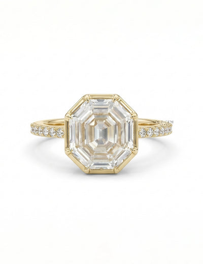 Old Mine Hexagon Diamond Engagement Ring