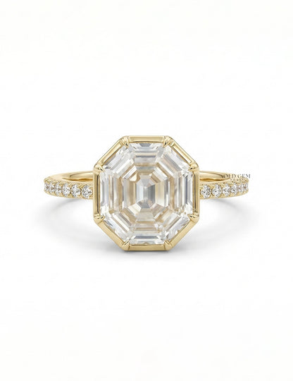 Old Mine Hexagon Diamond Engagement Ring Engagement Ring