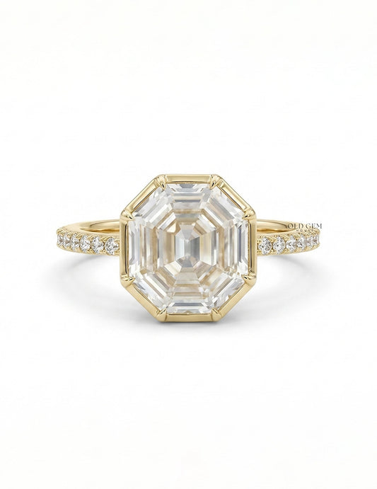 Old Mine Hexagon Diamond Engagement Ring Engagement Ring