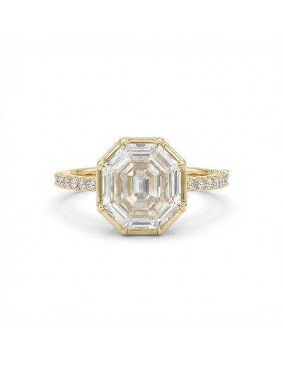 Georgian Old Mine Hexagon Solitaire Accent Ring